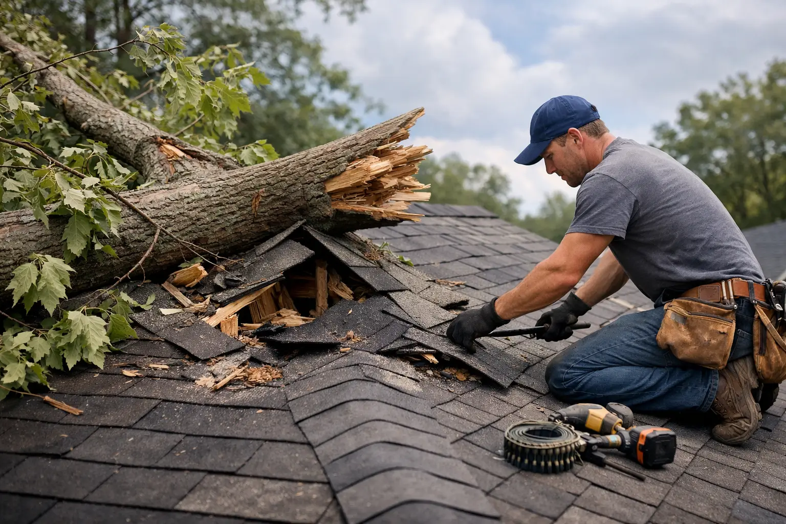 Tree Damage Roof Repair After a Storm