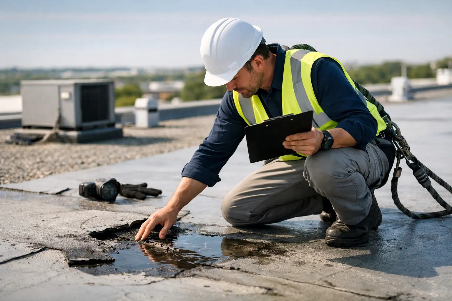 How to Inspect Commercial Roof Damage Safely
