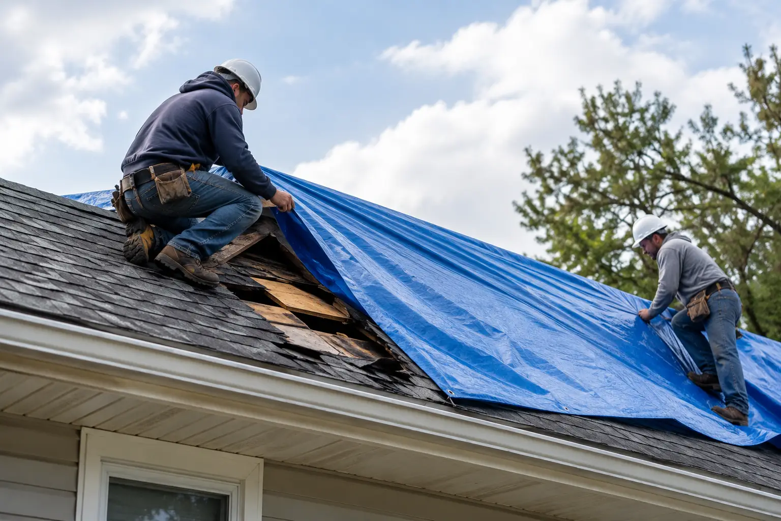 Roof Tarping After Storm Damage: What to Do First